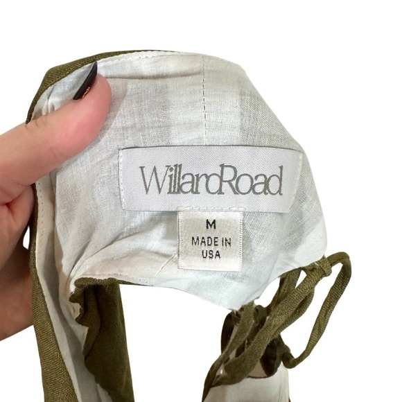 Willard Road Kayleigh 100% Linen Cutout Mini Dress in Seaweed Green - Picture 10 of 12